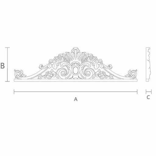 Large Baroque-style center onlays with flowers from beech