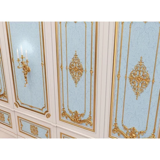 ORNATE FRENCH WALL PANELING WITH SCROLLS, PALMETTES AND FLORAL ELEMENTS