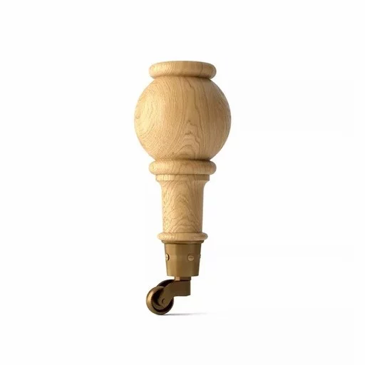 Antique furniture feet with round top and wheels