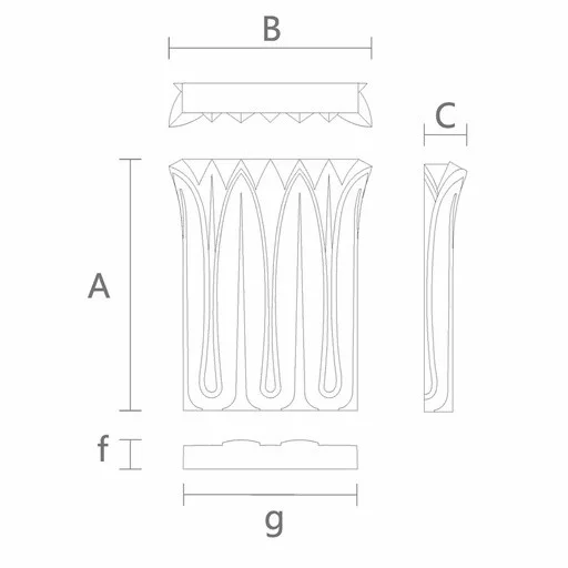 Egyptian-style solid wood capital for pilaster