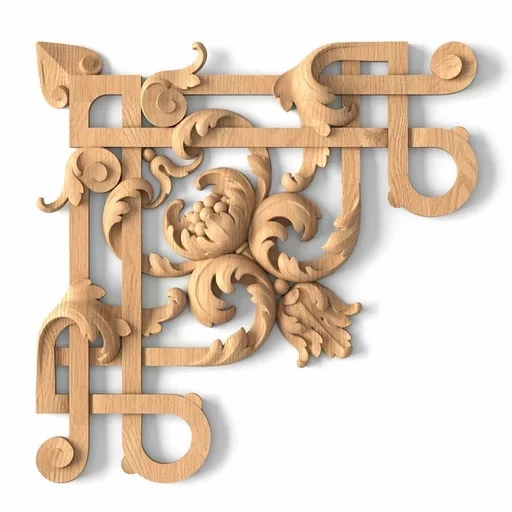 Symmetrical solid wood Ethnic style corner applique