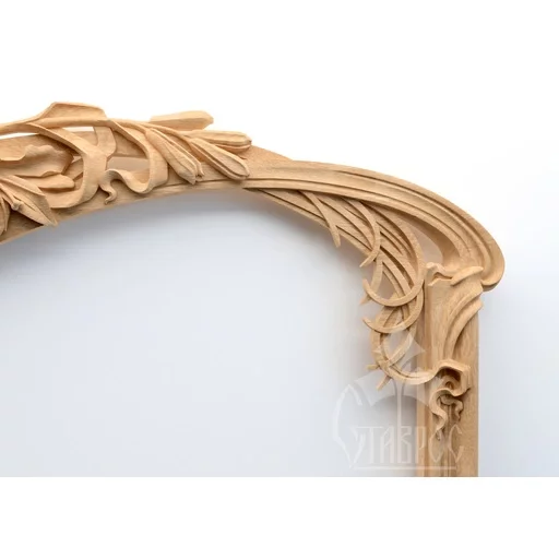 ART NOUVEAU STYLE SOLID WOOD FRAME MIRROR WITH LILIES