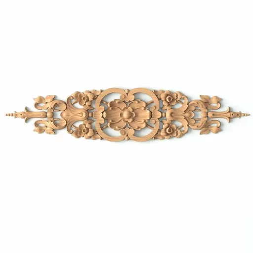 Ornamental Baroque appliques with flowers from solid wood