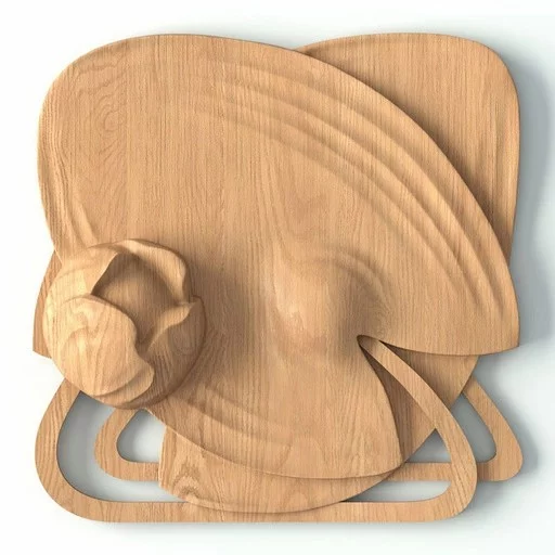 WOODEN ROSETTE LILY PAD ART NOUVEAU, LEFT