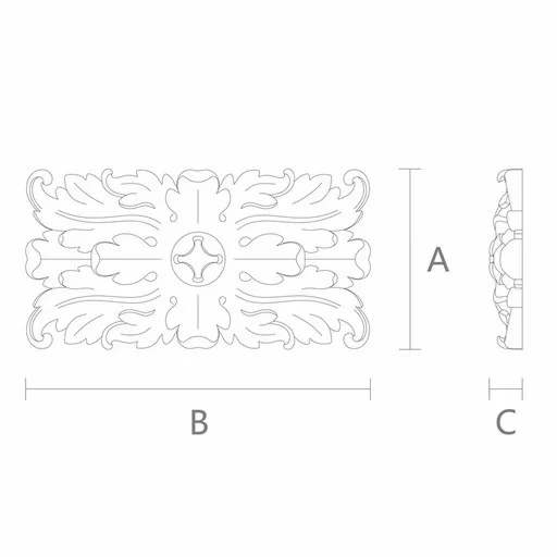 DECORATIVE ROSETTES RECTANGULAR WITH ACANTHUS LEAF