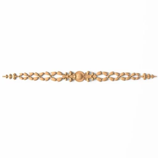 Large hardwood narrow decorative onlay with flowers