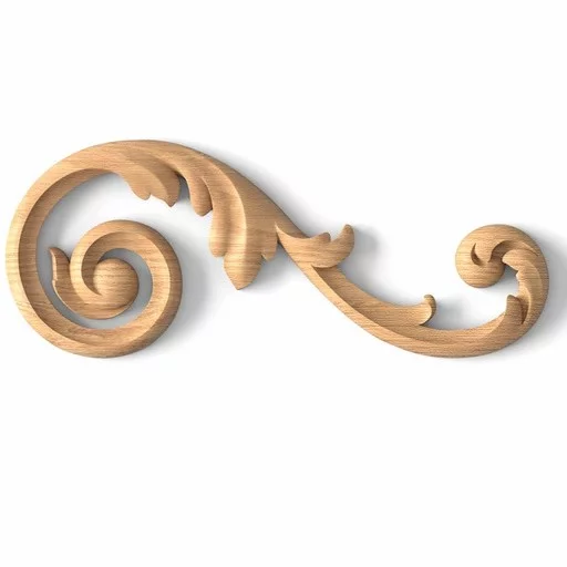 Long wooden acanthus decorative onlay for walls, Right