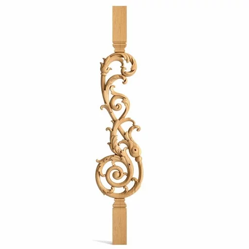 BAROQUE HARDWOOD BALUSTER WITH ACANTHUS SCROLLS