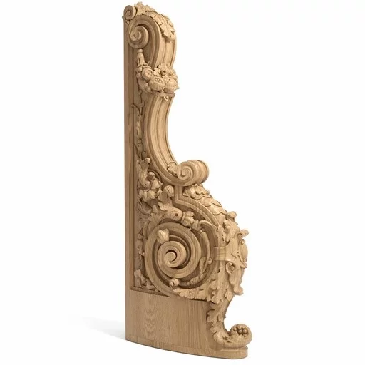 ORNATE ANTIQUE STYLE WOODEN STAIRCASE POST, RIGHT