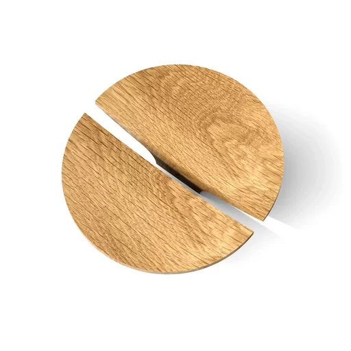 WOOD CABINET KNOB FROM TWO 5\ HALF ROUND PARTS FROM OAK. (SET OF 4 PC.)