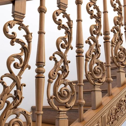 BAROQUE HARDWOOD BALUSTER WITH ACANTHUS SCROLLS