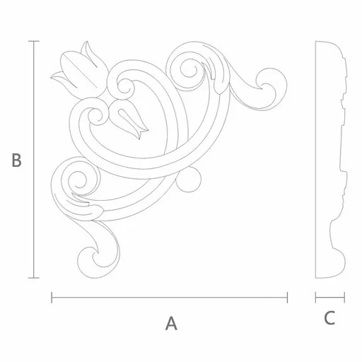 Handcrafted corner onlay with flower buds