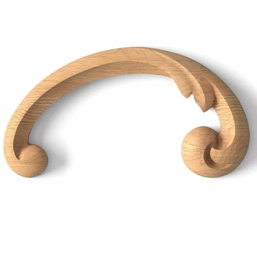 Solid wood onlay Scroll for stircase, Right