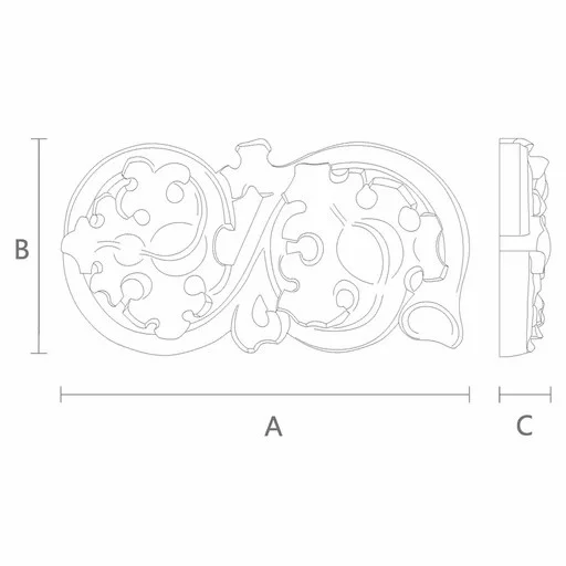 Gothic-style wood decorative scroll appliques, Right