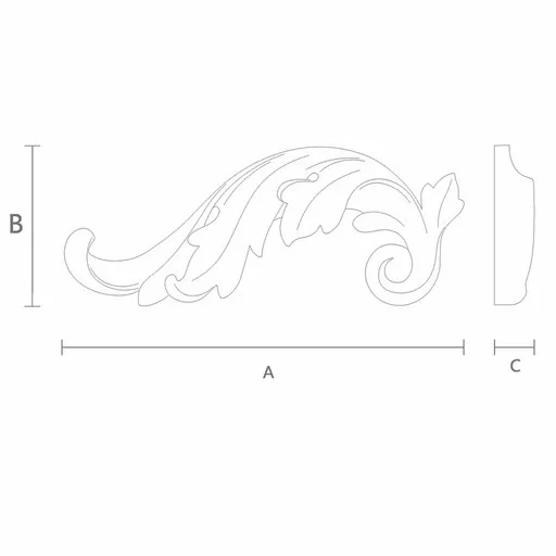Curved oak acanthus leaf furniture onlay, Left