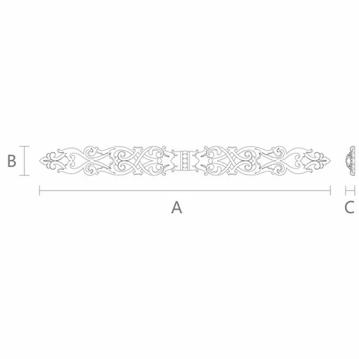 Ornamental narrow applique from solid wood