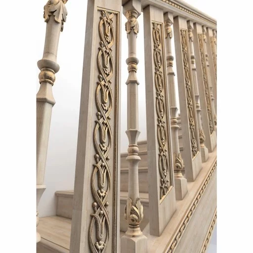 WOOD BALUSTERS WITH LILIES RECTANGULAR ART NOUVEAU STYLE