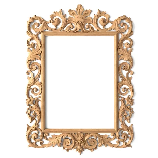 RECTANGULAR WOODEN BAROQUE STYLE FRAME MIRROR