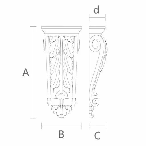 Large wood corbels with acanthus leaf Antique