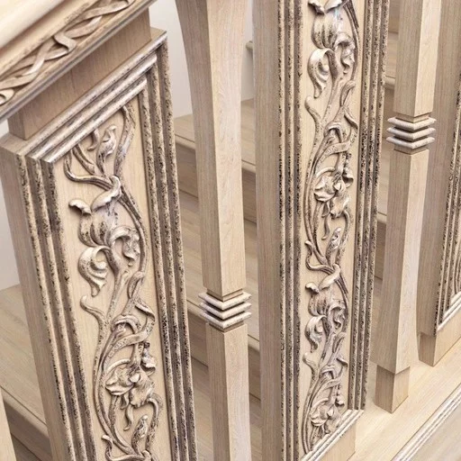 ART NOUVEAU OAK CARVED BALUSTER WITH IRISES FLOWERS