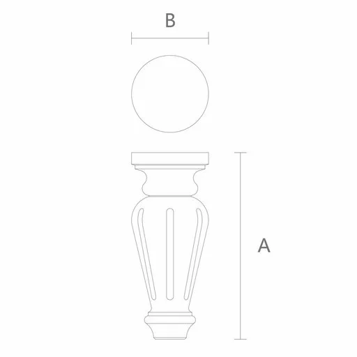 Rounded furniture feet turned and fluted from hardwood (1 PC)