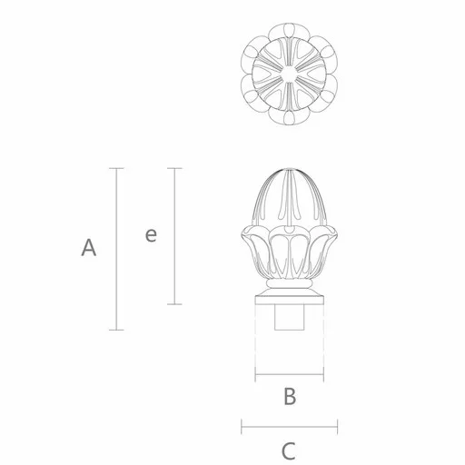 Solid wood flower Bud finial for interior decorating
