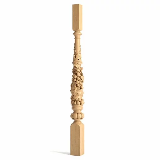 ANTIQUE CARVED STAIR BALUSTER DECORATING WITH GRAPEVINE