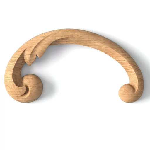 Solid wood onlay Scroll for stircase, Left