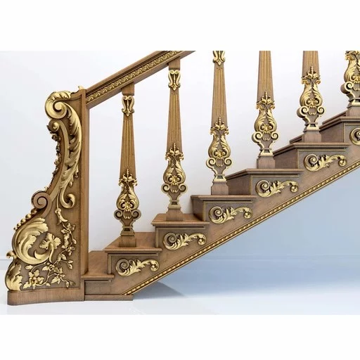 RENAISSANCE CARVED STAIR BALUSTERS WITH SCROLLS AND ACANTHUS LEAVES