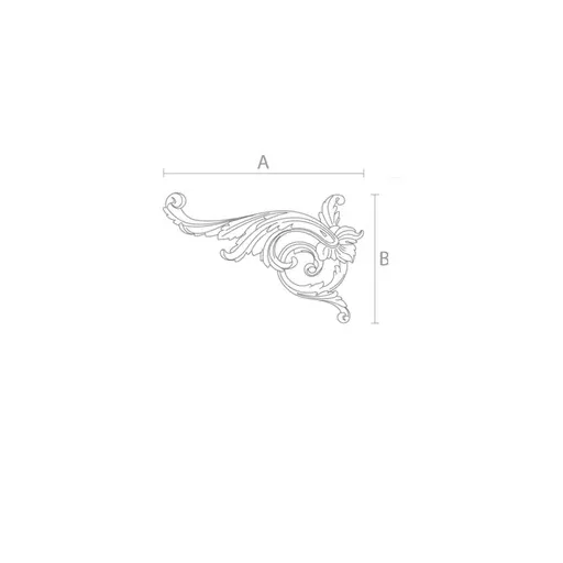 Baroque-style beech corner furniture applique, Right
