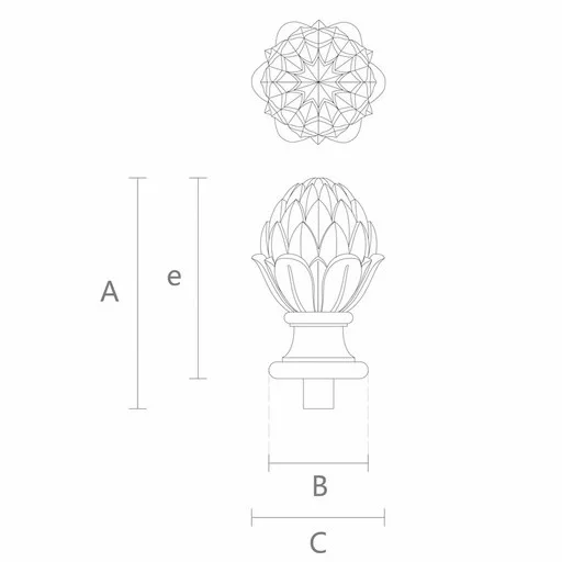 Solid wood unfinished Artichoke finial for interior decoration
