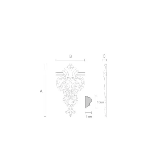 DECORATIVE FURNITURE APPLIQUES FOR KITCHEN CABINETS FROM BEECH