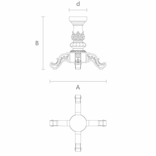 CARVED BAROQUE PEDESTAL TABLE BASE WITH FOUR LEGS