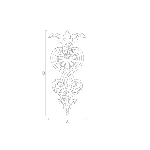 Shell wooden interior drop applique with scrolls