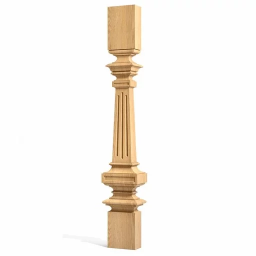 FLAT WOODEN STAIRCASE BALUSTER WITH FLUTES