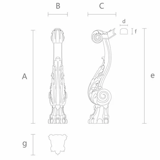HANDCRAFTED SOLID WOOD STAIRCASE POST WITH A PAW BASE