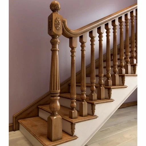 ARCHITECTURAL FLUTED POSTS FOR STAIRCASES FROM BEECH