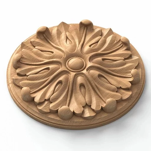 DECORATIVE WOOD MEDALLION WITH FLORAL ORNAMENT