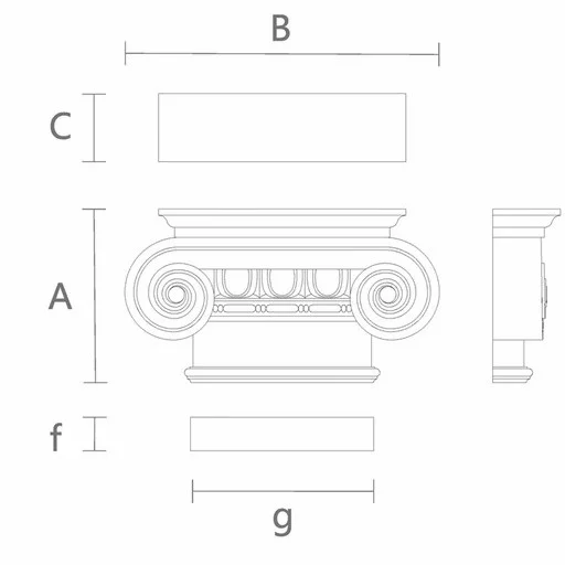 Historical reproduction wood capitals for pilaster ionic order
