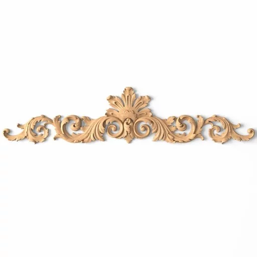 Handcrafted furniture onlay with acanthus from oak