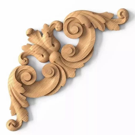 Classical furniture applique with acanthus scrolls from oak