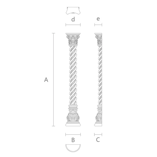ANTIQUE STYLE SOLID WOOD CARVED TWISTED COLUMN, RIGHT