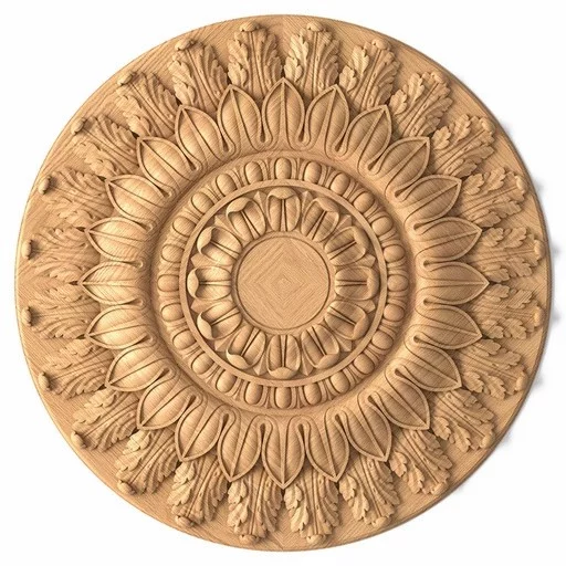 LARGE WOODEN ROUND IONIC ROSETTE APPLIQUE FOR CEILINGS