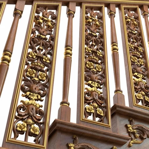 DECORATIVE RECTANGULAR BALUSTERS FLORAL OPENWORK FROM OAK