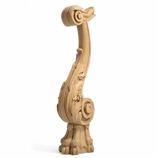 HANDCRAFTED SOLID WOOD STAIRCASE POST WITH A PAW BASE
