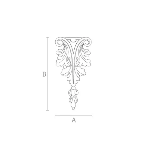 Ornate acanthus leaf drop onlay for furniture from beech