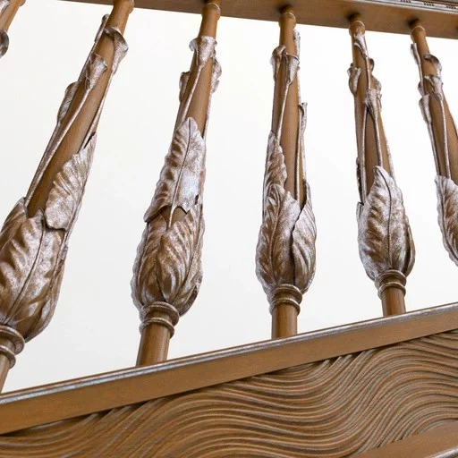 LARGE CARVED STAIR BALUSTER WITH CALLA LILIES