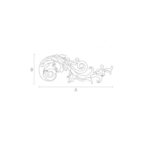 Baroque solid wood decorative floral appliques, Right