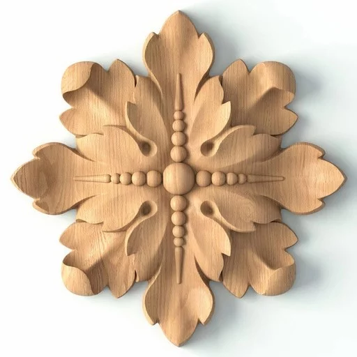 CARVED ROSETTE WITH BEADING AND ACANTHUS LEAVES