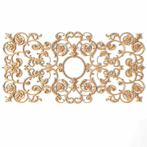 Rectangular Baroque applique with acanthus scrolls from oak